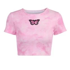 Crop Top Papillon En Tie And Dye Vintage Pour Femme