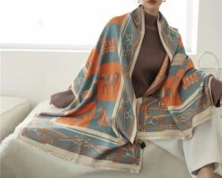 Écharpe à Double Face Vintage Pour Femme -Vintage Soldes echarpe a double face vintage pour femme 2