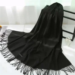 Echarpe Unie Et Chaude Imitation Cachemire 19 Echarpe Unie Et Chaude Imitation Cachemire -Vintage Soldes echarpe unie et chaude imitation cachemire noir 4