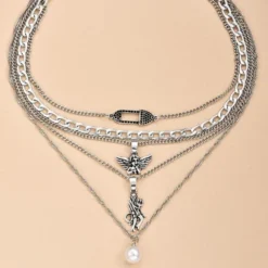 Ensemble De Collier Vintage Avec Pendentif Ange Et Démon