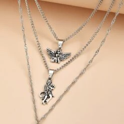 Ensemble De Collier Vintage Avec Pendentif Ange Et Démon -Vintage Soldes ensemble de collier vintage avec pendentif ange et demon 5