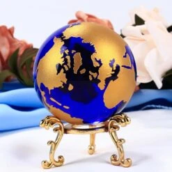 Globe Feng Shui Bleu Doré -Vintage Soldes globe feng shui bleu dore 3