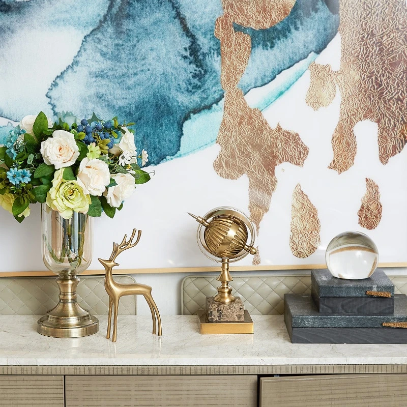 Globe Métal Doré Socle Marbre 2 Globe Métal Doré Socle Marbre – Image 2