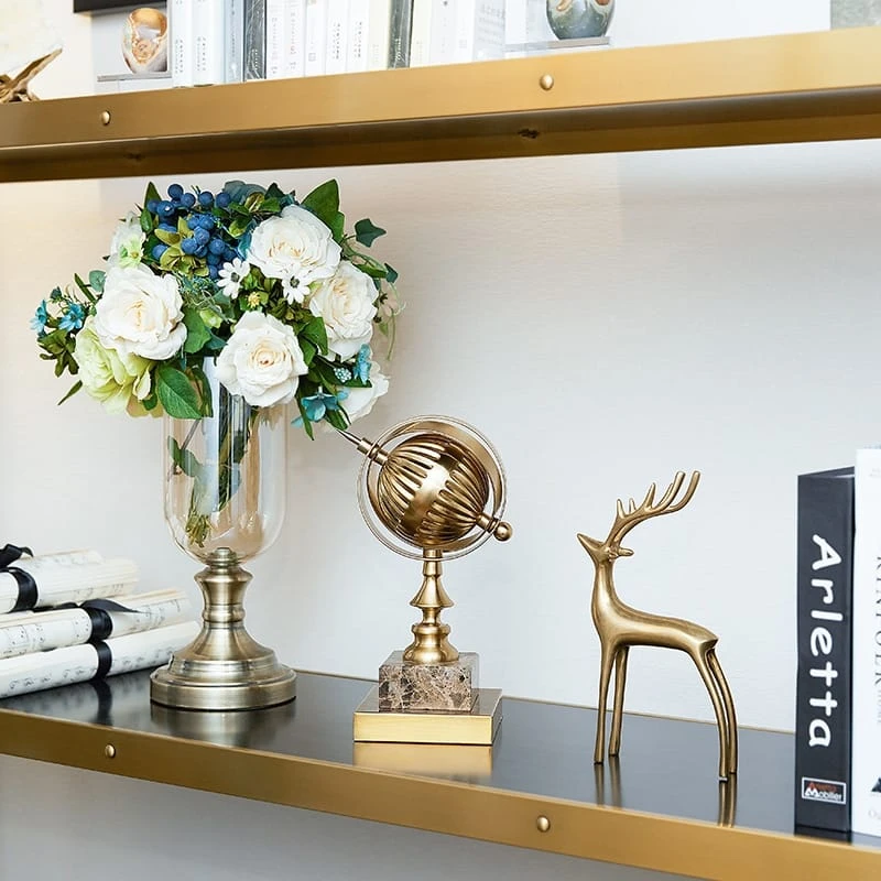 Globe Métal Doré Socle Marbre 3 Globe Métal Doré Socle Marbre – Image 3