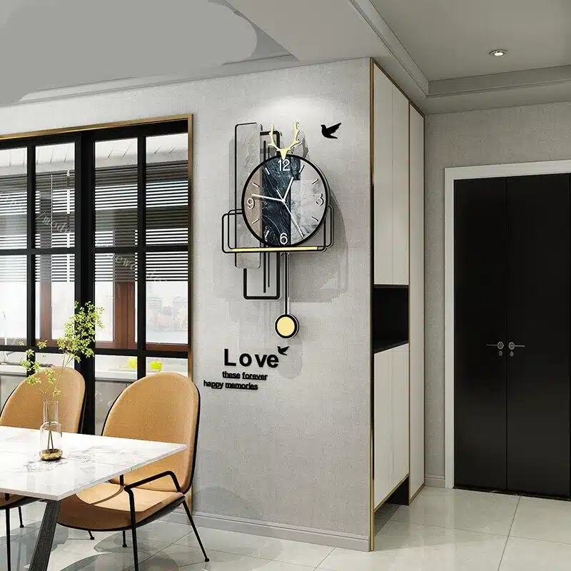 Grande Horloge Vintage Créative Noir Avec Pendule 5 Grande Horloge Vintage Créative Noir Avec Pendule – Image 5