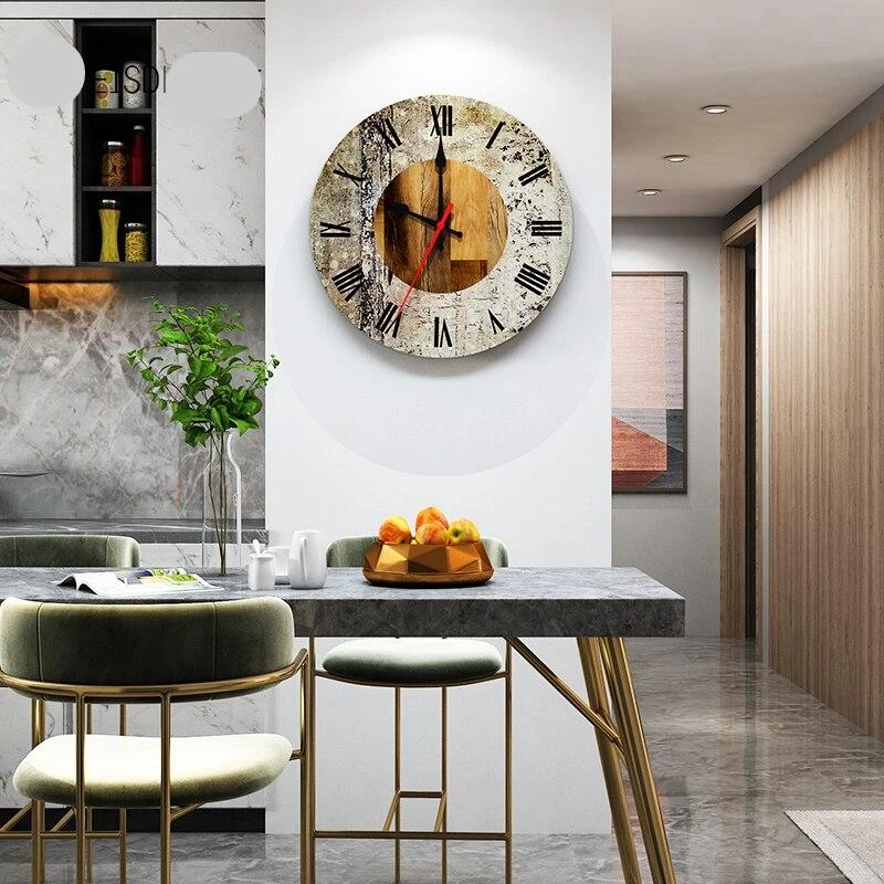 Grande Horloge Vintage Ronde Silencieuse 5 Grande Horloge Vintage Ronde Silencieuse – Image 5