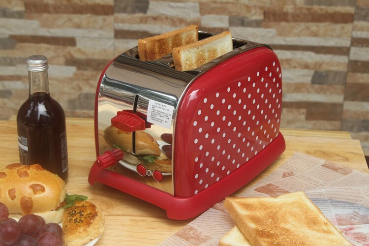 Grille-pain Vintage Rétro Rouge à Pois Blanc 2 Grille-pain Vintage Rétro Rouge à Pois Blanc – Image 2