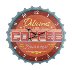 Horloge 3D En Fer Rétro Capsule De Bouteille « DELICIOUS COFFEE »