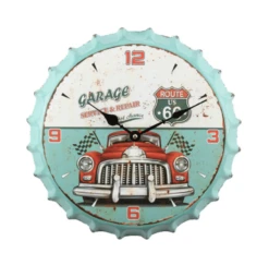 Horloge 3D En Fer Rétro Capsule De Bouteille « GARAGE ROUTE US 66 »