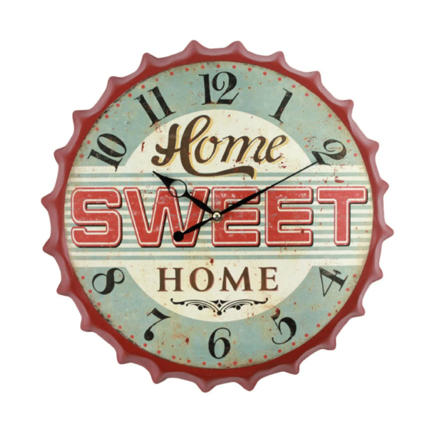 Horloge 3D En Fer Rétro Capsule De Bouteille « HOME SWEET HOME » 1 Horloge 3D En Fer Rétro Capsule De Bouteille « HOME SWEET HOME »