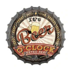 Horloge 3D En Fer Rétro Capsule De Bouteille « IT’S BEER O’CLOCK »