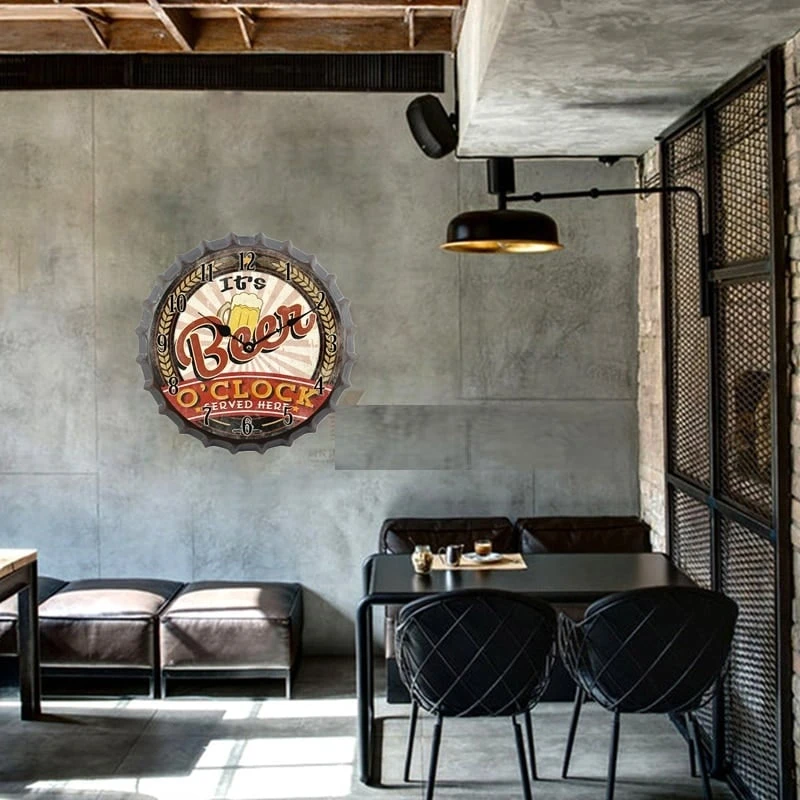 Horloge 3D En Fer Rétro Capsule De Bouteille « IT’S BEER O’CLOCK » 3 Horloge 3D En Fer Rétro Capsule De Bouteille « IT’S BEER O’CLOCK » – Image 3
