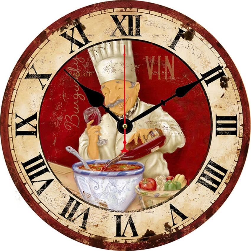 Horloge Murale De Cuisine En Bois Vintage 2 Horloge Murale De Cuisine En Bois Vintage – Image 2