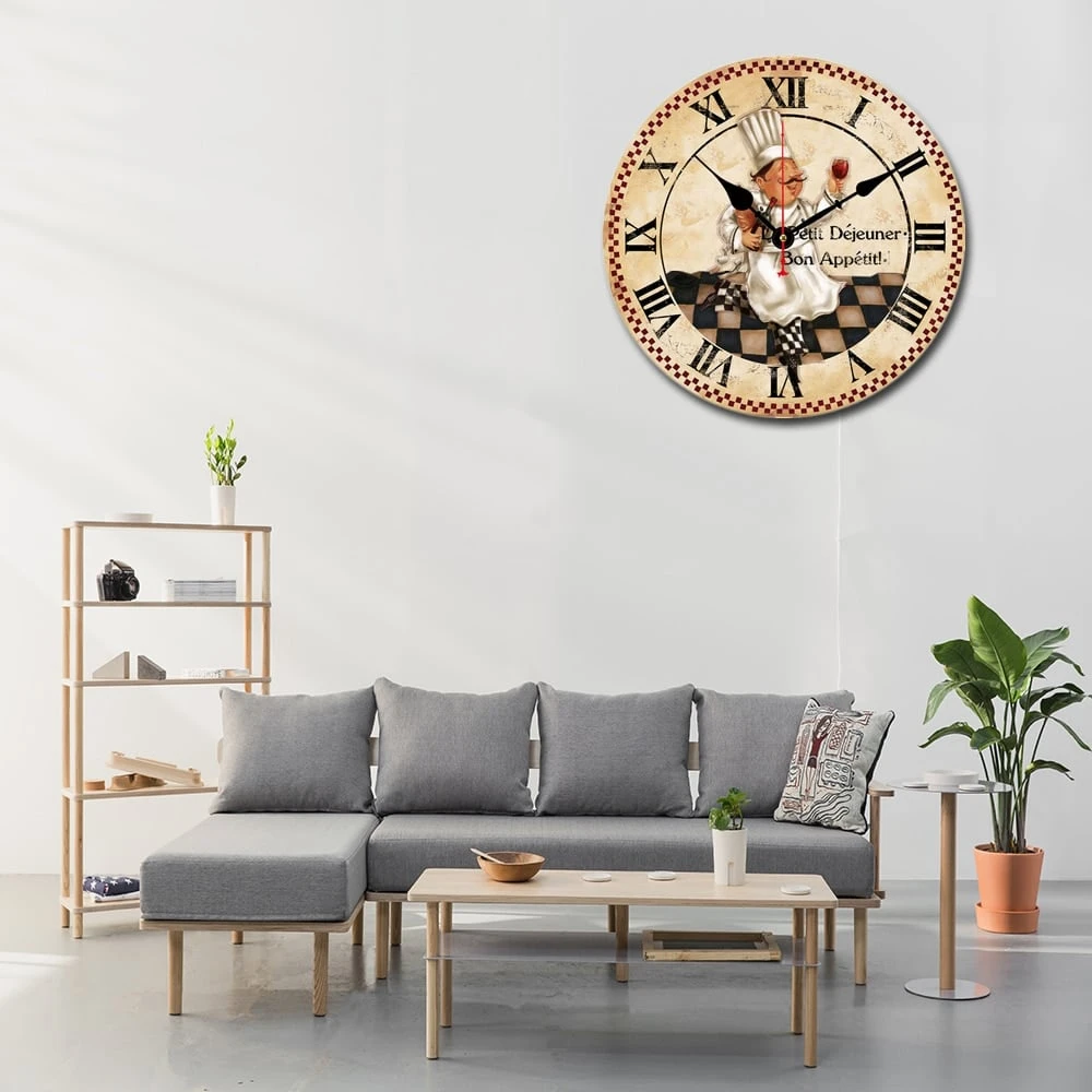 Horloge Murale De Cuisine En Bois Vintage 6 Horloge Murale De Cuisine En Bois Vintage – Image 6
