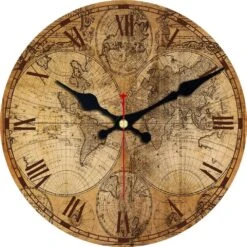 Horloge Murale De La Carte Du Monde Vintage
