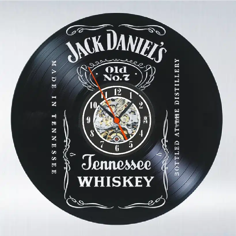Horloge Murale Rétro 3D En Vinyle « Whiskey » 1 Horloge Murale Rétro 3D En Vinyle « Whiskey »