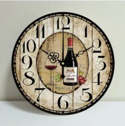 Horloge Murale Rétro Bouteille De Vin Rouge