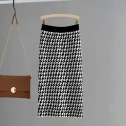 Jupe Crayon Pull Vintage Taille Haute Pour Femme