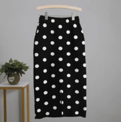 Jupe Crayon Tricotée à Pois Vintage Pour Femme -Vintage Soldes jupe crayon tricotee a pois vintage pour femme 2