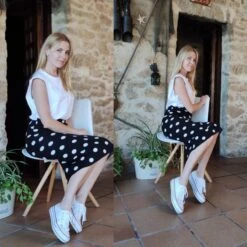 Jupe Crayon Tricotée à Pois Vintage Pour Femme -Vintage Soldes jupe crayon tricotee a pois vintage pour femme 4