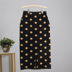 Jupe Crayon Tricotée à Pois Vintage Pour Femme -Vintage Soldes jupe crayon tricotee a pois vintage pour femme 5