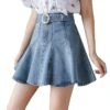 Jupe En Jean Vintage Plissée Avec Short En Coton Pour Femme