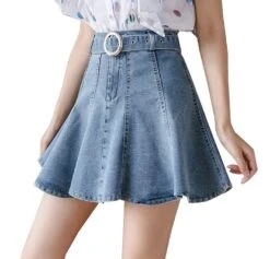 Jupe En Jean Vintage Plissée Avec Short En Coton Pour Femme
