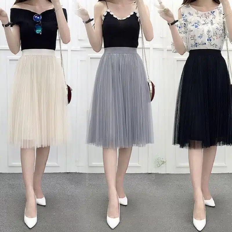 Jupe Plissée Vintage Tutu à Taille élastique 5 Jupe Plissée Vintage Tutu à Taille élastique – Image 5
