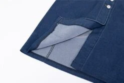 Jupe Vintage En Jean Bleu Fendue à La Hanche -Vintage Soldes jupe vintage en jean bleu fendue a la hanche 6