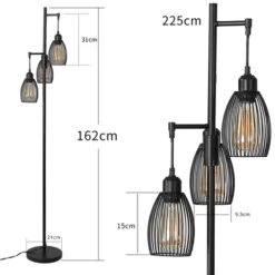 Lampadaire Vintage Industriel Avec 3 Abat-jour Suspendus -Vintage Soldes lampadaire vintage industriel avec 3 abat jour suspendus 1