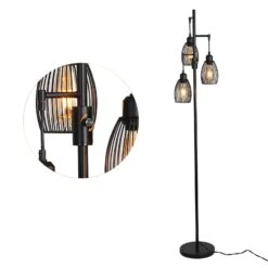 Lampadaire Vintage Industriel Avec 3 Abat-jour Suspendus -Vintage Soldes lampadaire vintage industriel avec 3 abat jour suspendus 3