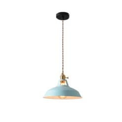 Lampe Suspendue Colorée Rétro Au Style Industriel -Vintage Soldes lampe suspendue coloree retro au style industriel bleu sans ampoule