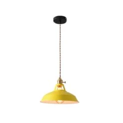 Lampe Suspendue Colorée Rétro Au Style Industriel -Vintage Soldes lampe suspendue coloree retro au style industriel jaune sans ampoule
