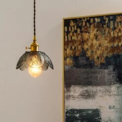Lampe Suspendue En Verre à Fleurs Style Nordique -Vintage Soldes lampe suspendue en verre a fleurs style nordique 2 1