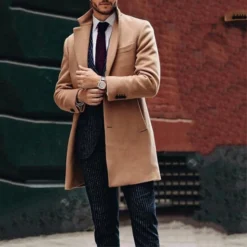 Long Manteau Vintage Beige Pour Homme