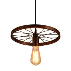 Luminaire Suspendu Roue Vintage En Fer