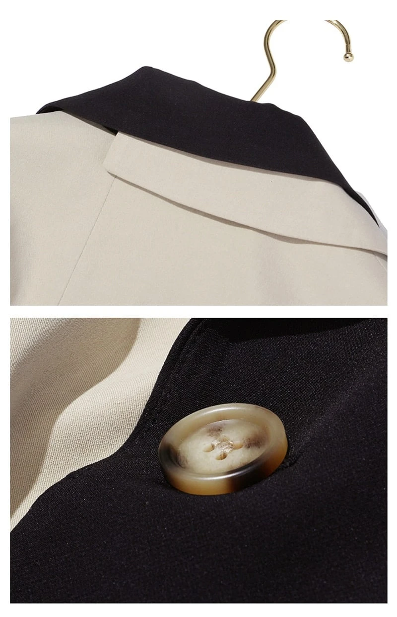 Manteau Trench Blazer Vintage Beige Et Noir 5 Manteau Trench Blazer Vintage Beige Et Noir – Image 5