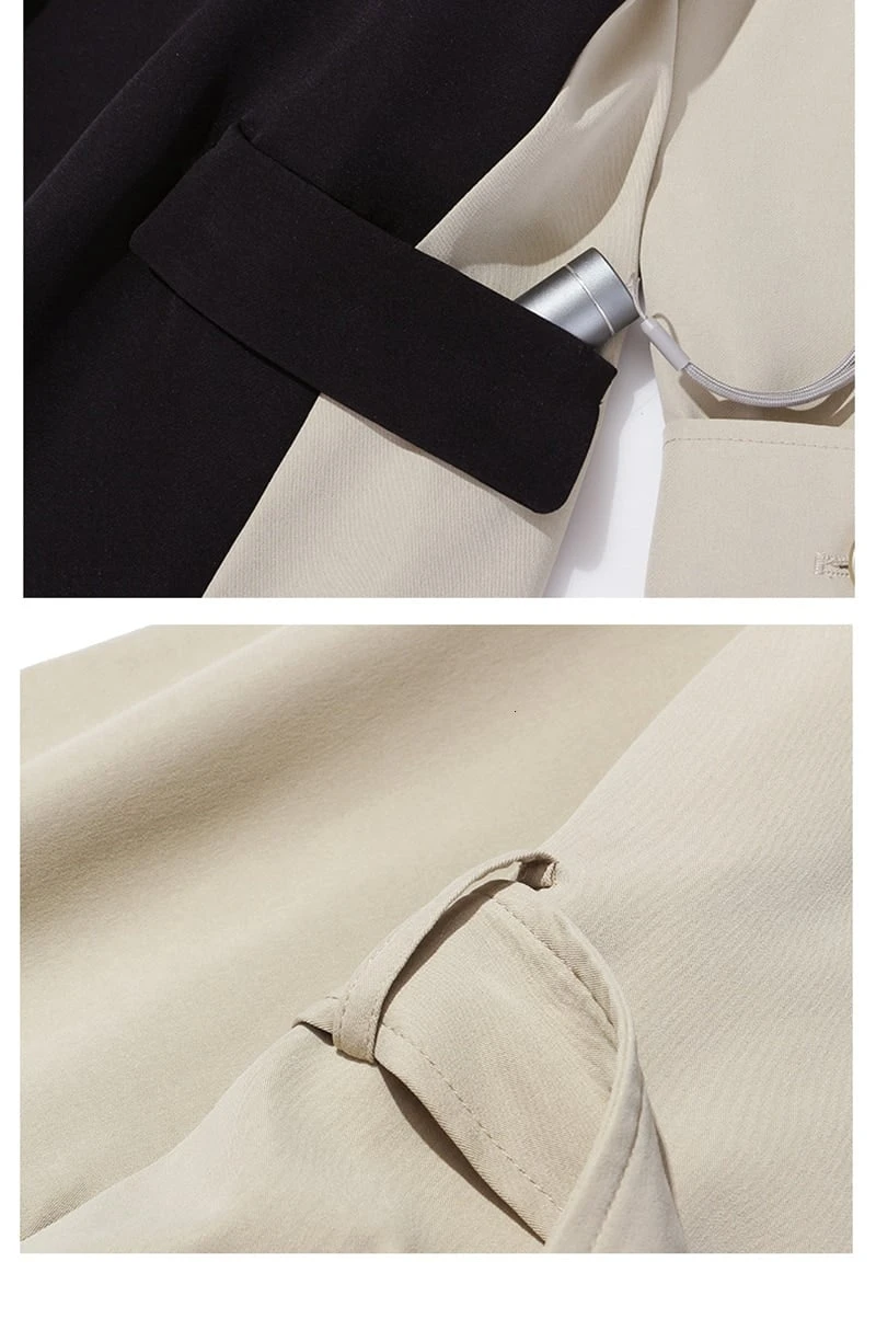 Manteau Trench Blazer Vintage Beige Et Noir 6 Manteau Trench Blazer Vintage Beige Et Noir – Image 6