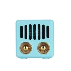 Mini Enceinte Cubique Style Rétro -Vintage Soldes mini enceinte cubique style retro bleu