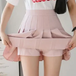 Mini Jupe Plissée à Taille Haute Pour Femme