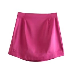 Mini Jupe Rétro Chic Satinée Pour Femme -Vintage Soldes mini jupe retro chic satinee pour femme rose m