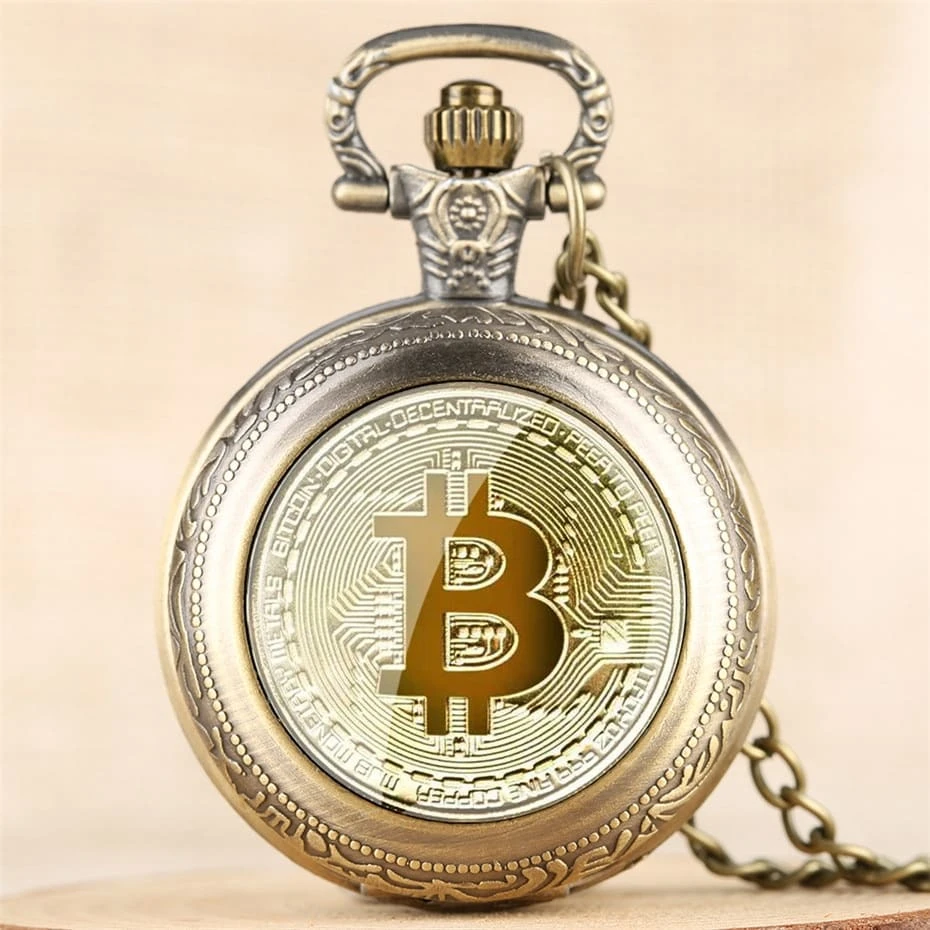 Montre à Gousset Avec Symbole Du Bitcoin 1 Montre à Gousset Avec Symbole Du Bitcoin