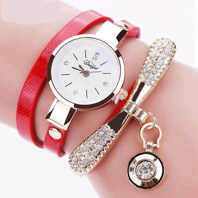 Montre Bracelet Vintage Avec Pendentif Cristal Doré 5 Montre Bracelet Vintage Avec Pendentif Cristal Doré – Image 5