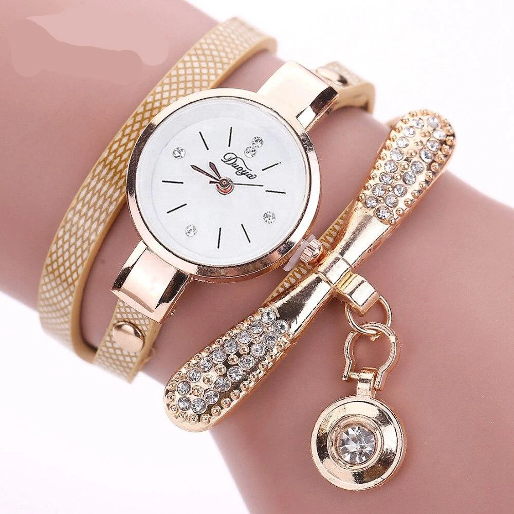 Montre Bracelet Vintage Avec Pendentif Cristal Doré 1 Montre Bracelet Vintage Avec Pendentif Cristal Doré