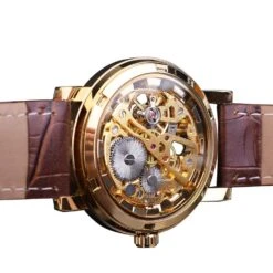 Montre De Bracelet En Cuir Marron Pour Hommes Avec Boîtier Transparent 7 Montre De Bracelet En Cuir Marron Pour Hommes Avec Boîtier Transparent -Vintage Soldes montre de bracelet en cuir marron pour hommes avec boitier transparent 3
