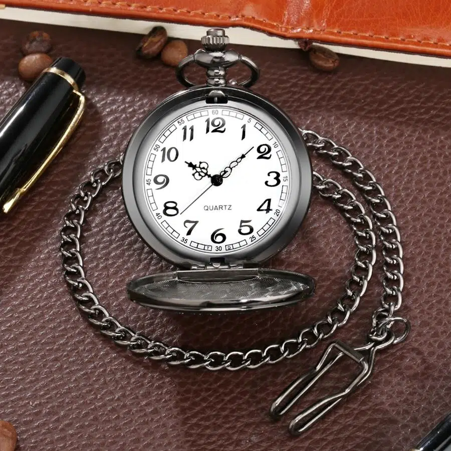 Montre De Poche à Gousset Noire Personnalisé 2 Montre De Poche à Gousset Noire Personnalisé – Image 2