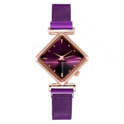 Montre Design Rétro Carré Incliné Pour Femme -Vintage Soldes montre design retro carre incline pour femme violet