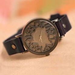 Montre Vintage Avec Bracelet En Simili Cuir Pour Femme -Vintage Soldes montre vintage avec bracelet en simili cuir pour femme noir