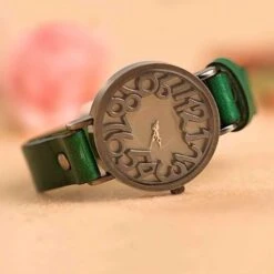 Montre Vintage Avec Bracelet En Simili Cuir Pour Femme -Vintage Soldes montre vintage avec bracelet en simili cuir pour femme vert