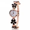 Montre Vintage Doré à Motif Fleur Pour Femme